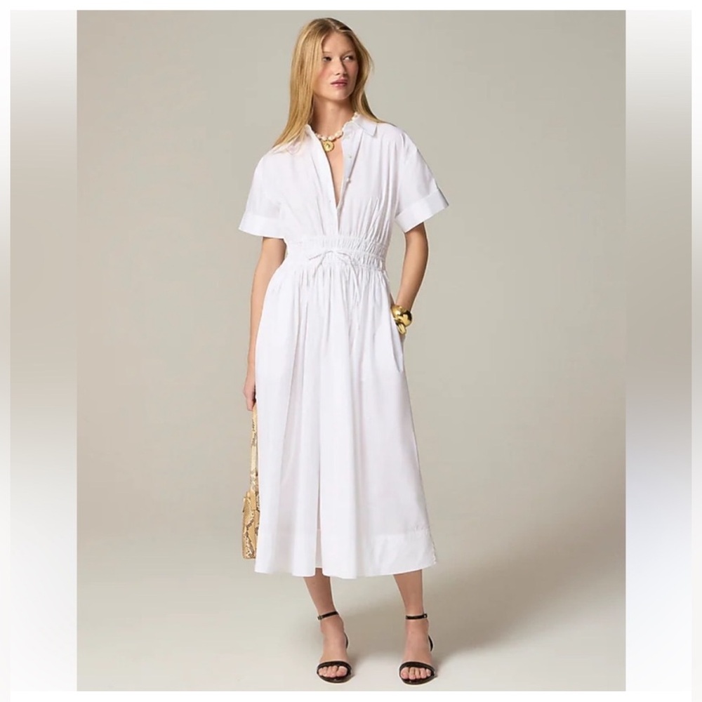 J. Crew White Midi Shirt Dress